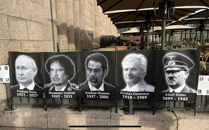 Posters of dictators erected on Putin's anniversary in Helsinki - The median life expectancy of a dictator is 70 years - Politics, news, Finland, Helsinki, Anniversary, Guarantee, Russia