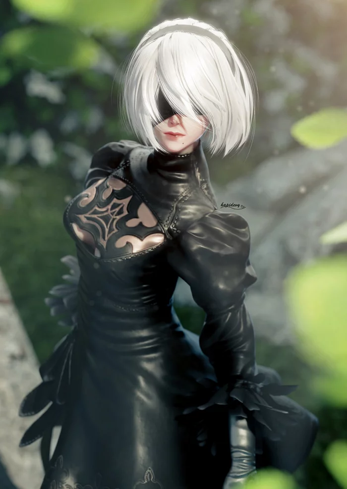 Nier 2B - NIER Automata, Yorha unit No 2 type B, Арт, Игры, 3D