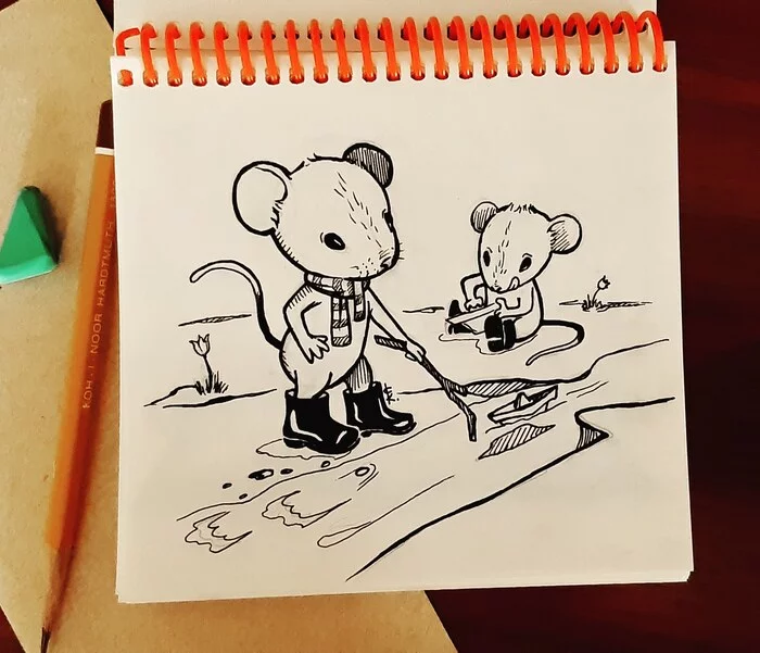 Mouse_03 - My, Drawing, Mouse, Notebook, Hobby