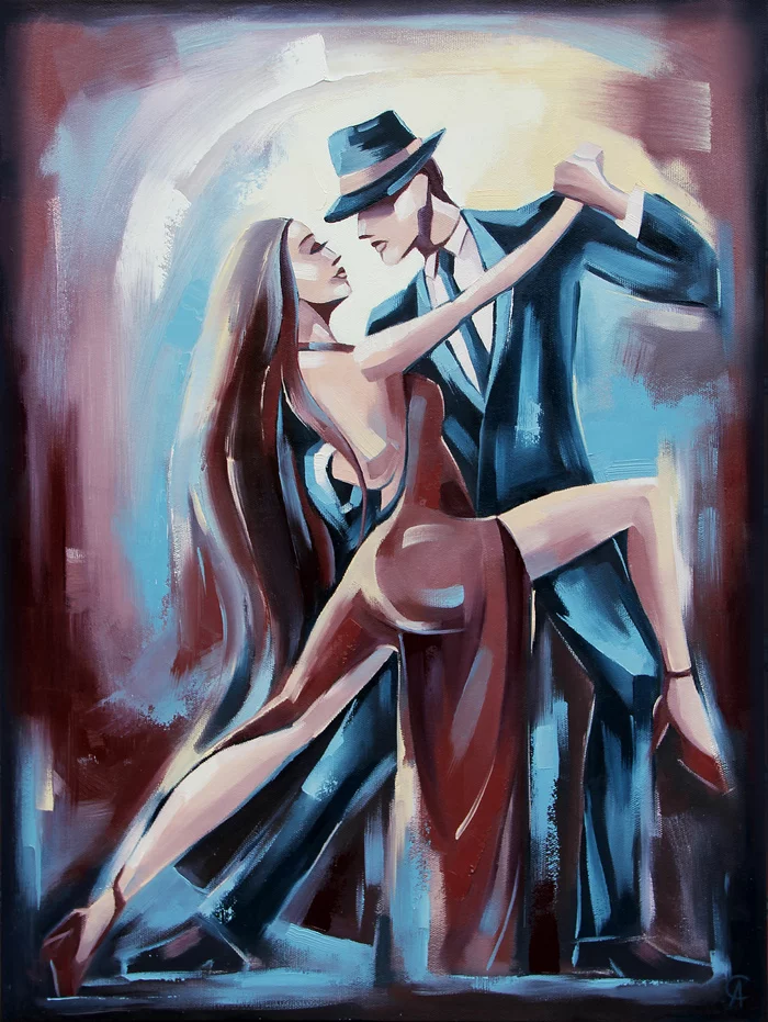 Tango. Oil on canvas 80/60 cm - My, Art, Artist, Painting, Painting, Oil painting, Dancing, Tango, Argentine Tango, Romance, Beautiful, Longpost