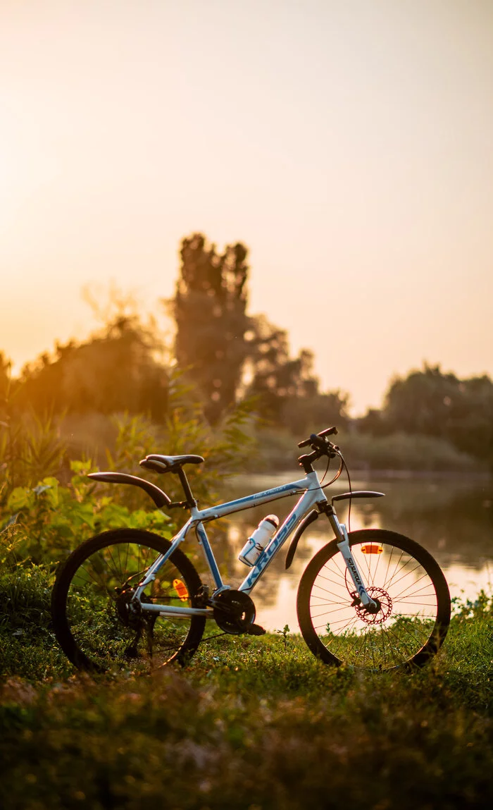 Great at sunset - My, A bike, Landscape, River, Sunset, Nikon D750, Nikkor