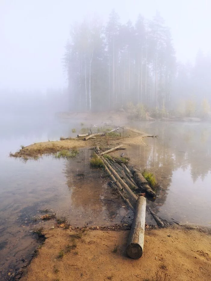 Утро на старом карьере - Моё, Фотография, Пейзаж, Путешествия, Туман, Озеро, Карьер, Утро, Осень