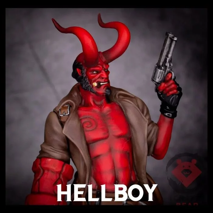 hellboy - My, Crossposting, Pikabu publish bot, Painting, Painting, Hellboy, Video, Vertical video, 3D печать, Miniature, Collecting, 3D printer, Painting miniatures, Longpost