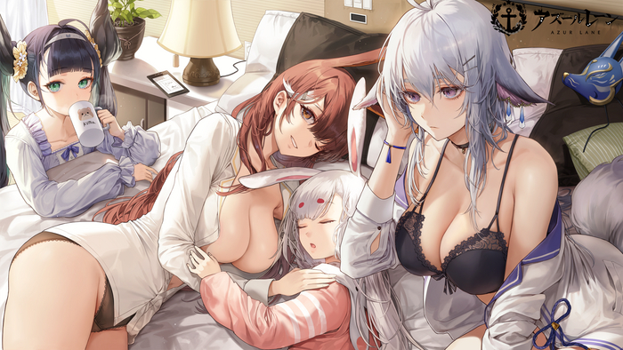  , Anime Art, Azur Lane, Chikuma, Shimakaze, Katsuragi, Tosa, Kim eb,  , , , Animal Ears,  , 