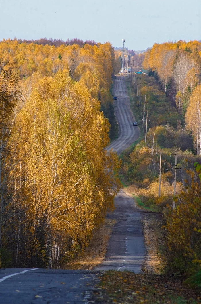 road to the village - My, Russian roads, Village, Autumn, Landscape, The photo, Udmurtia