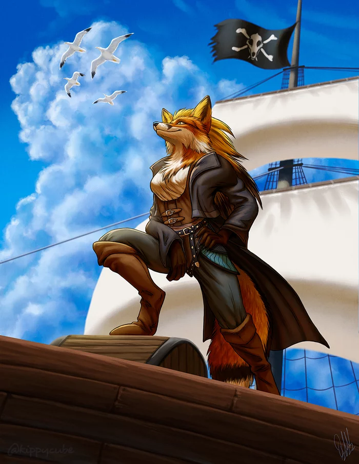 Pirate - Furry, Anthro, Art, Furry fox, Kippurable