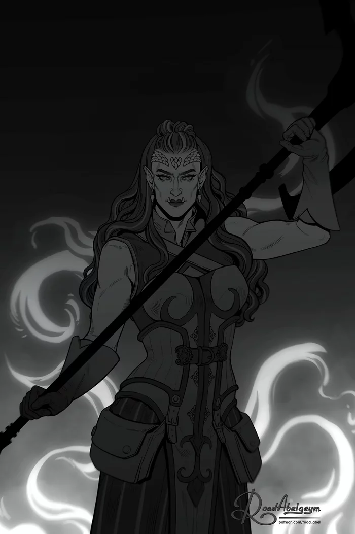 Warrior - My, Art, Digital drawing, Digital, Orcs, Original character, Sports girls, Warrior