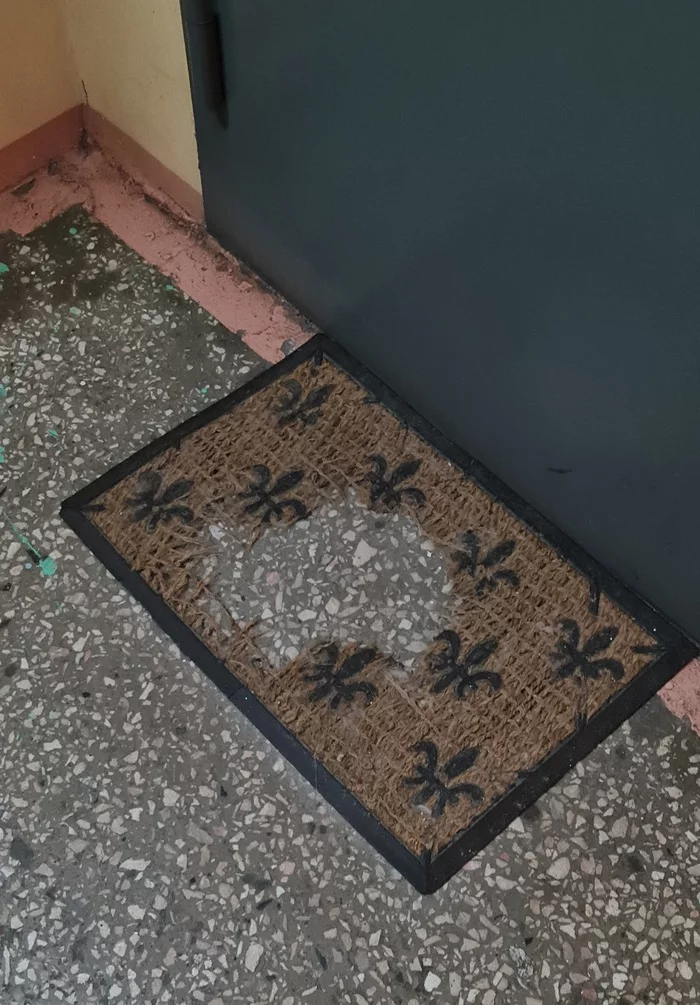 Neighbor's rug stuck in textures - My, Neighbours, Wiped to the holes, Rubbed, And so it will do, Mat