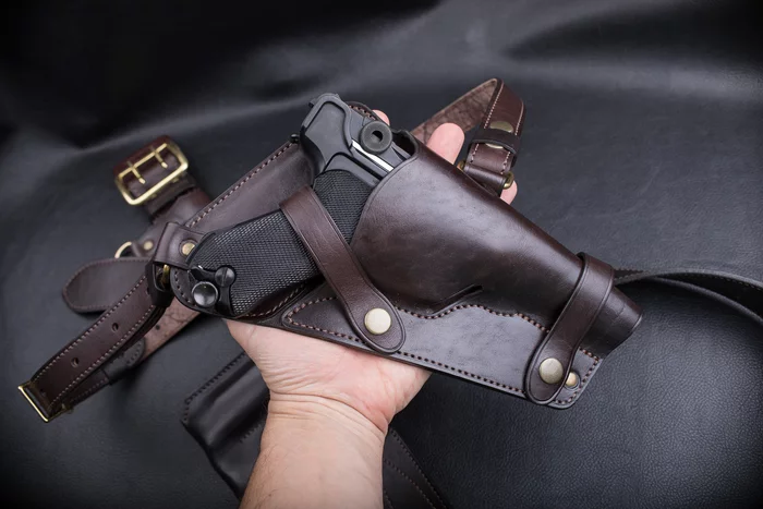 Holster for Luger P08 - My, Natural leather, Leather products, With your own hands, Male, Leather, Sewing, Luger p08, Longpost