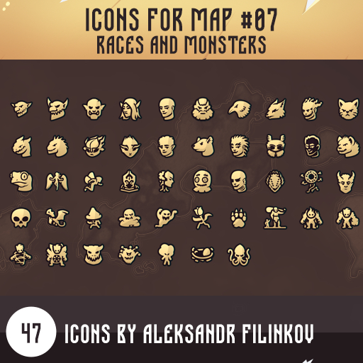 Races and monsters - another batch of icons for the map - My, Dungeons & dragons, Tabletop role-playing games, RPG, Pathfinder, Roll20, Board games, Role-playing games