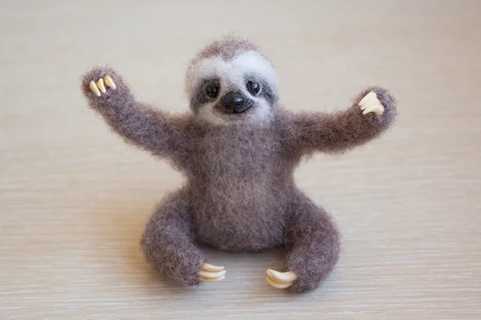 Sloth for LL. dry felting - My, Needlework without process, Dry felting, Toys, Handmade, With your own hands, Sloth, League of Leni, Longpost