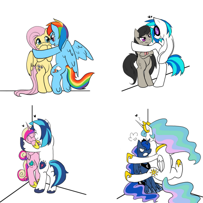    My Little Pony, Princess Celestia, Fluttershy, Rainbow Dash, Princess Luna, Princess Cadance, Shining Armor, Octavia Melody, Vinyl Scratch, MLP Edge