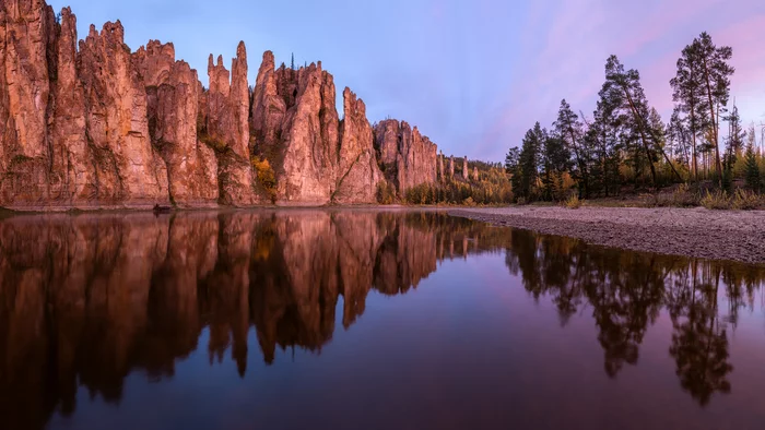 Sin pillars - My, Landscape, The photo, Yakutia, River, The nature of Russia, Autumn, Sunrise, Nature