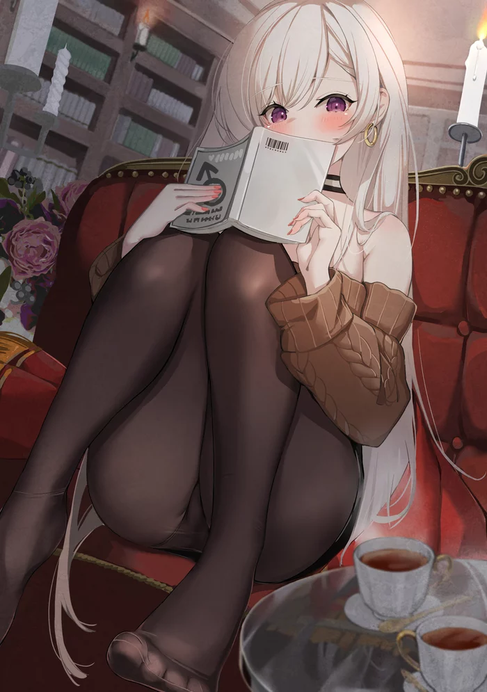 Cute Belfast - NSFW, Anime Art, Аниме, Belfast, Azur Lane, Колготки, Чай