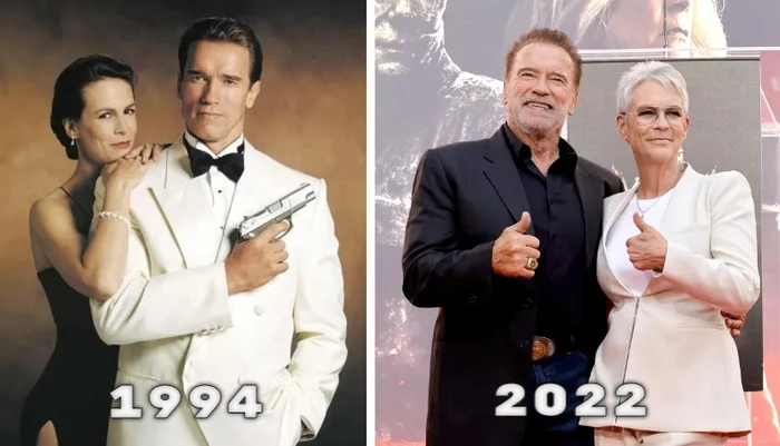 Secret agents meet again after 28 years - Arnold Schwarzenegger, Jamie Lee Curtis, Actors and actresses, 90th, It Was-It Was, Movies, Films of the 90s, The photo, True Lies (film)