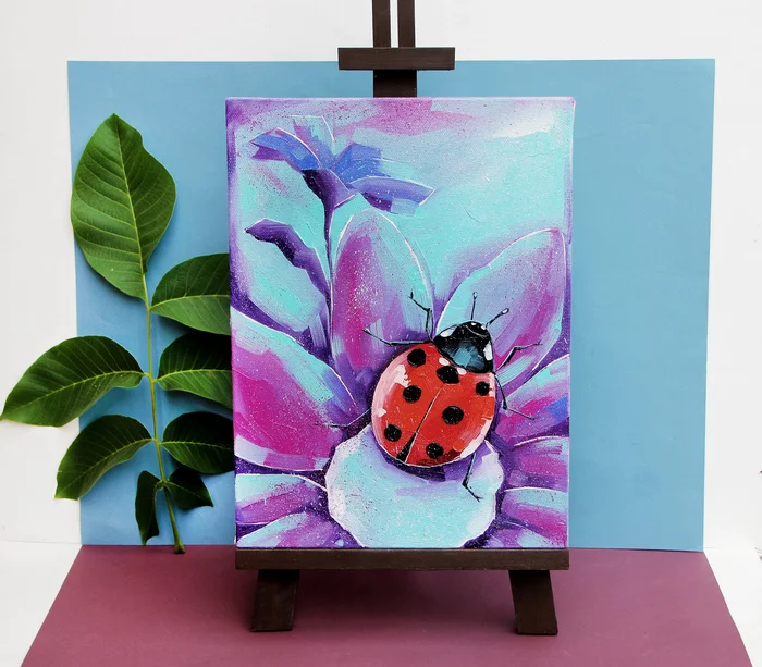 Ladybug. Oil on canvas 30 x 40 cm - My, Art, Artist, Modern Art, Painting, Oil painting, ladybug, Longpost