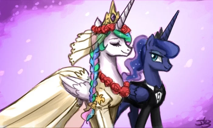 Счастливы вместе - Princess Luna, Princess Celestia, MLP Lesbian, My Little Pony