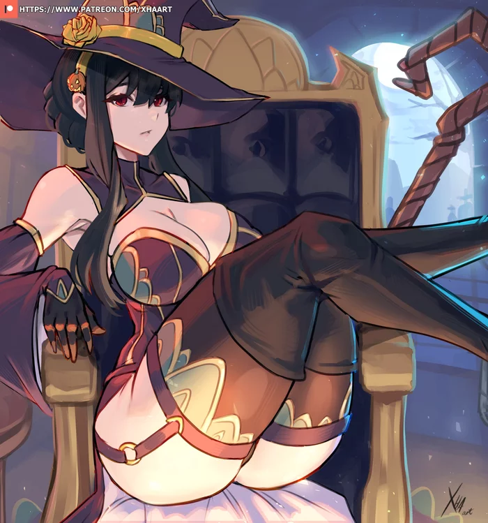 Witch Yor Forger - NSFW, Anime, Anime art, Spy X Family, Yor Forger, Witches, Halloween costume, Pantsu, Stockings, Hand-drawn erotica, Erotic