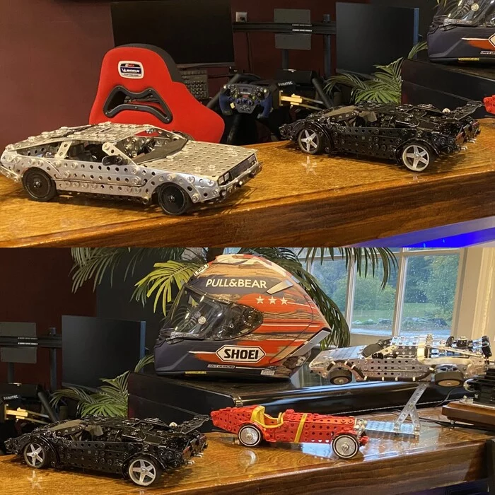 DeLorean DMC-12, Lamborghini Countach, Bugatti Type 35 from metal constructor, wire, rubber, and cardboard - My, Delorean, Lamborghini, Bugatti, Modeling, Constructor