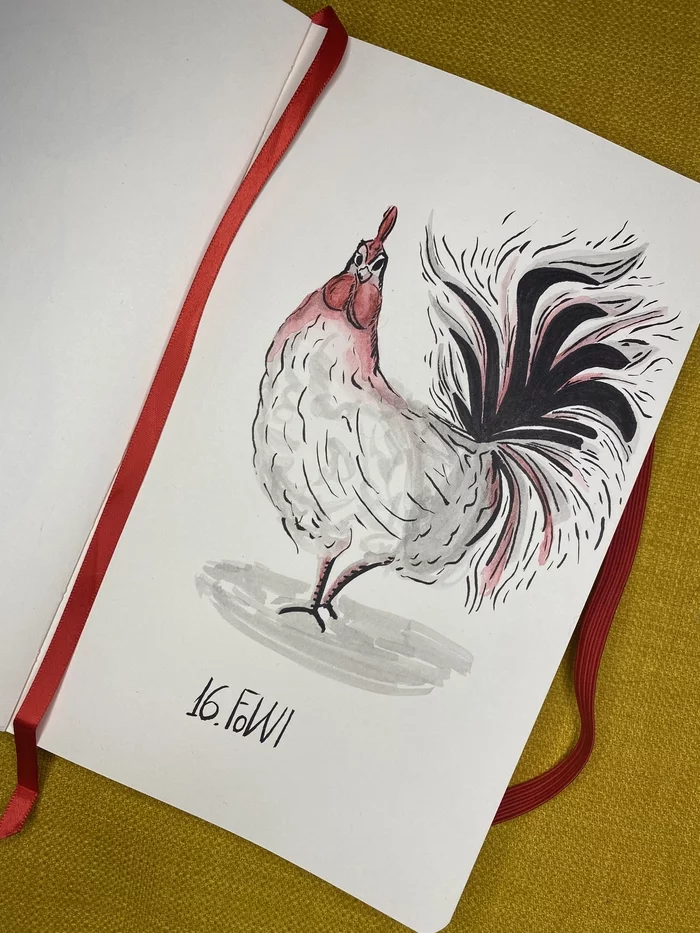 Day 16. Fowl. Inktober 2022 - Моё, Inktober, Чернила, Иллюстрации, Рисунок, Скетч, Скетчбук