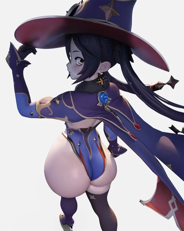 THICC Mona for special connoisseurs - NSFW, Genshin impact, Mona, Fashion, Booty, Thighs, Games, Anime art, Video, Soundless, Longpost