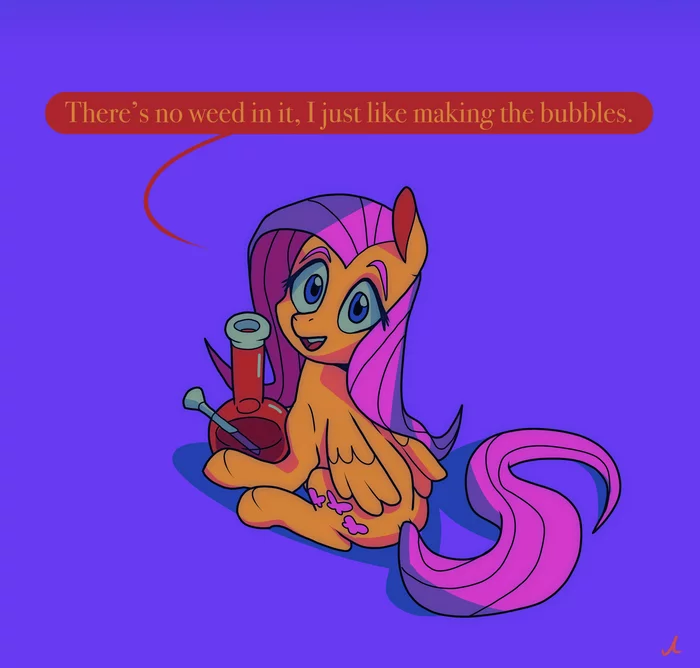 There's no grass, I just like making bubbles - My little pony, Fluttershy, Docwario, Bong