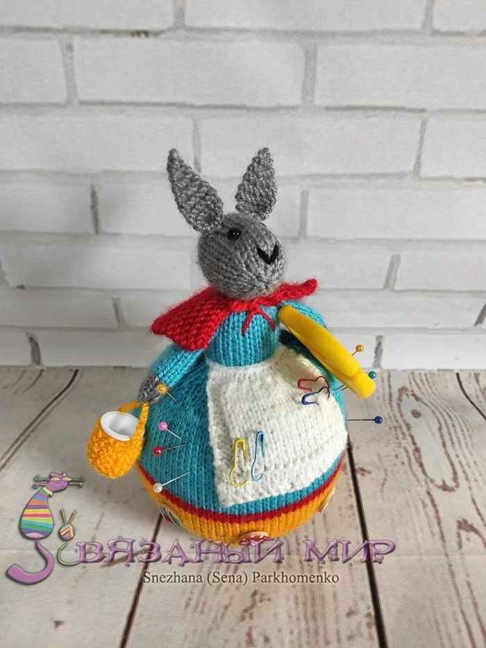 Needle hare - My, Knitting, Needlework without process, Knitting, Handmade, Hare, Rabbit, Pincushion, Longpost