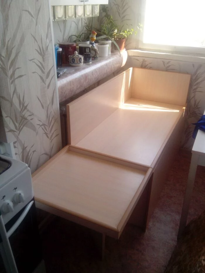 Cabinet-sofa with a large storage space from an old Soviet sofa - Needlework with process, With your own hands, Furniture, Sofa, Box, Storage, Furniture made of laminated chipboard, Longpost, My