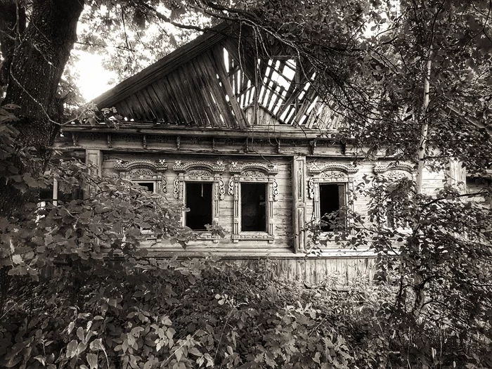 Village with ghosts Bochkari - My, Travels, Tourism, Туристы, Призрак, Ghost, Тайны, Russia, Abandoned, Village, Fear, Horror, Nature, Black and white photo