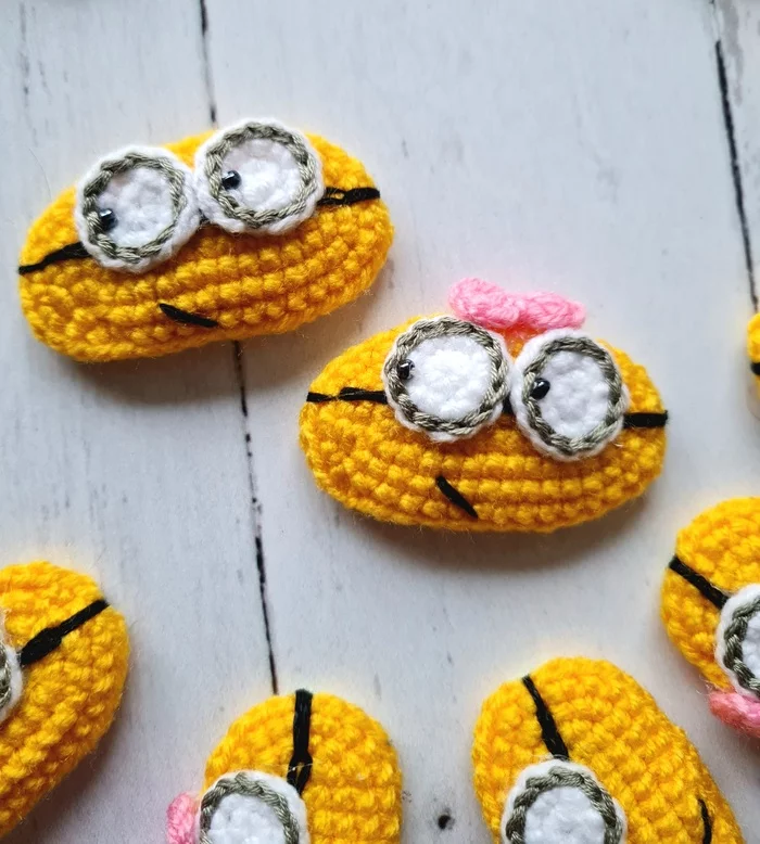 Hairpins for children - My, Needlework, Needlework without process, Decoration, Minions, Knitting, Crochet, Longpost