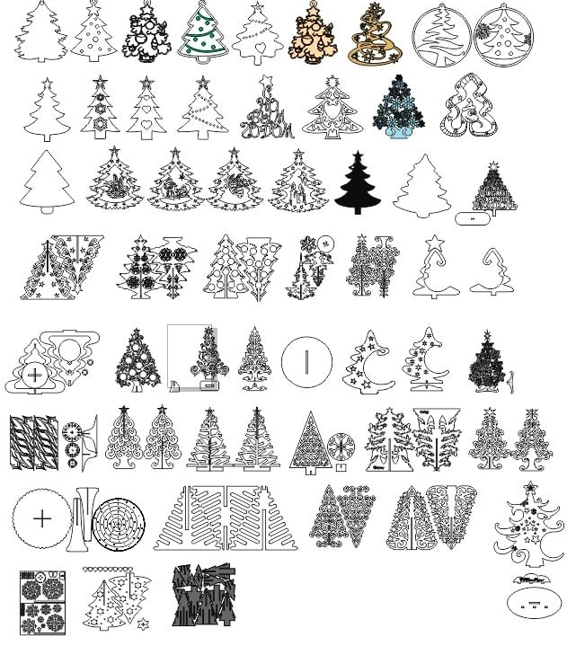 Christmas layouts and templates - Christmas trees, snowflakes - My, CNC, Layout, Laser cutting, Vector graphics, Small business, Christmas trees, Snowflake, New Year, Christmas decorations, Garland, Christmas, Decoration, beauty, Decor, Wood products, Presents, Crafts, Needlework, Carpenter