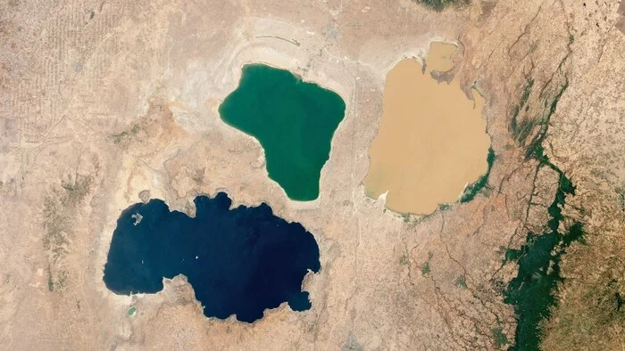 Three colorful lakes on NASA satellite image - Lake, NASA, Satellites, Ethiopia, Astrophoto, Amazing