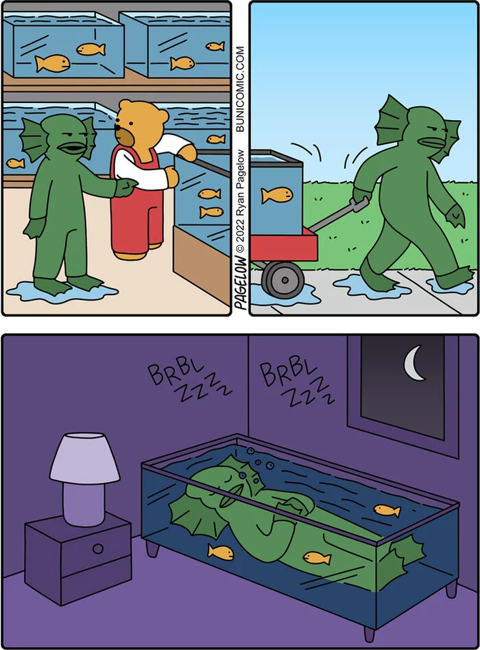 Sea Monster - Buni, Pagelow, Aquarium, Marine life, Bed, Dream, Monster, Comics, Web comic