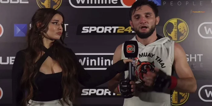 MMA fighter won the fight and instead of his wife thanked his girlfriend
 - MMA, Fights without rules, Interview, Girls, Wife, Sport, Repeat, Bloopers