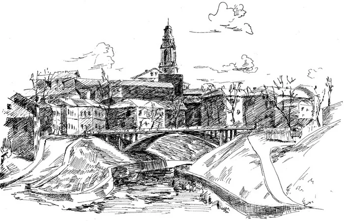 Vitebsk, 70's Ink, pen - My, Landscape, Graphics, Vitebsk