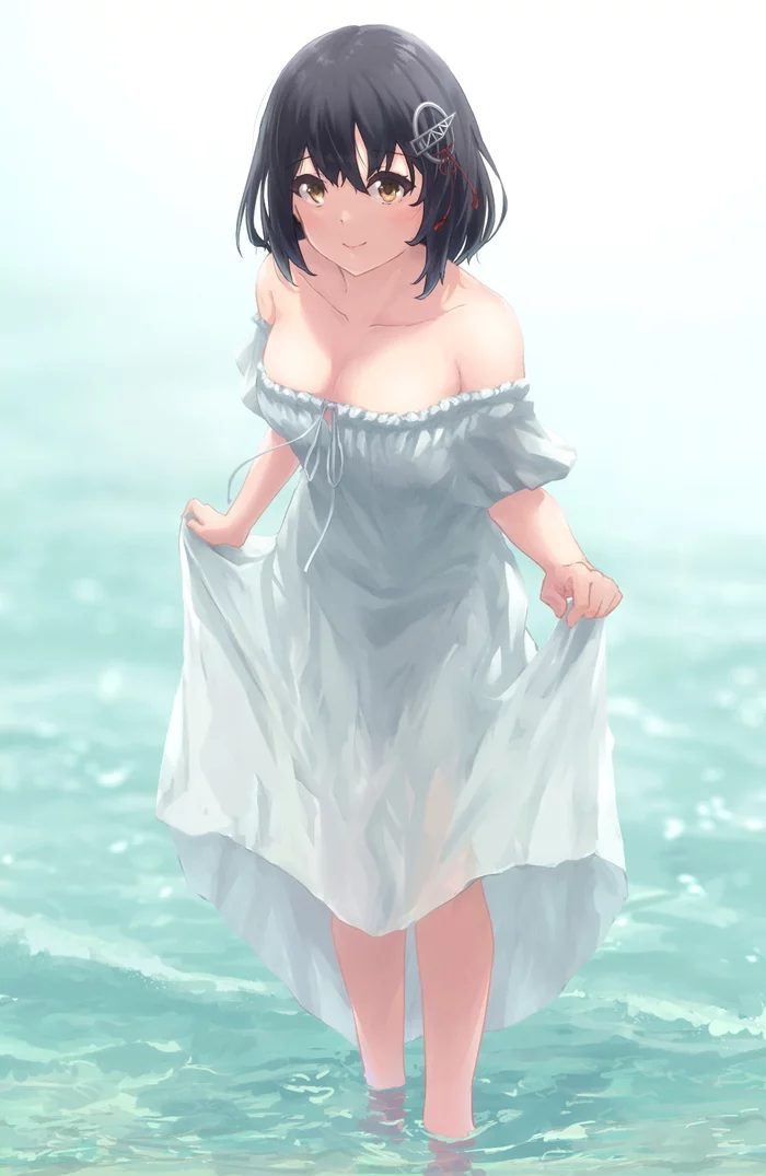 Хагуро в белом - Kantai Collection, Haguro, Anime Art, Аниме, Игры