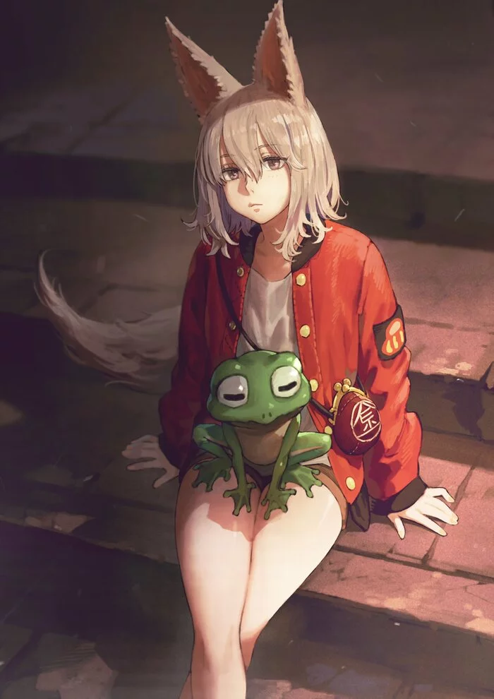 Fox and Frog - Navigavi, Art, Anime, Anime art, Original character, Kitsunemimi, Animal ears
