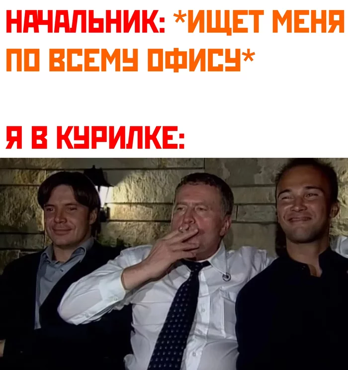 Well, why else come - Memes, Humor, Strange humor, Oddities, Picture with text, Vladimir Zhirinovsky, Work, Smoking room