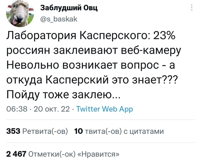 Я тоже вхожу в эти 23% - Вебкамера, Скриншот, Юмор, Twitter, Слежка