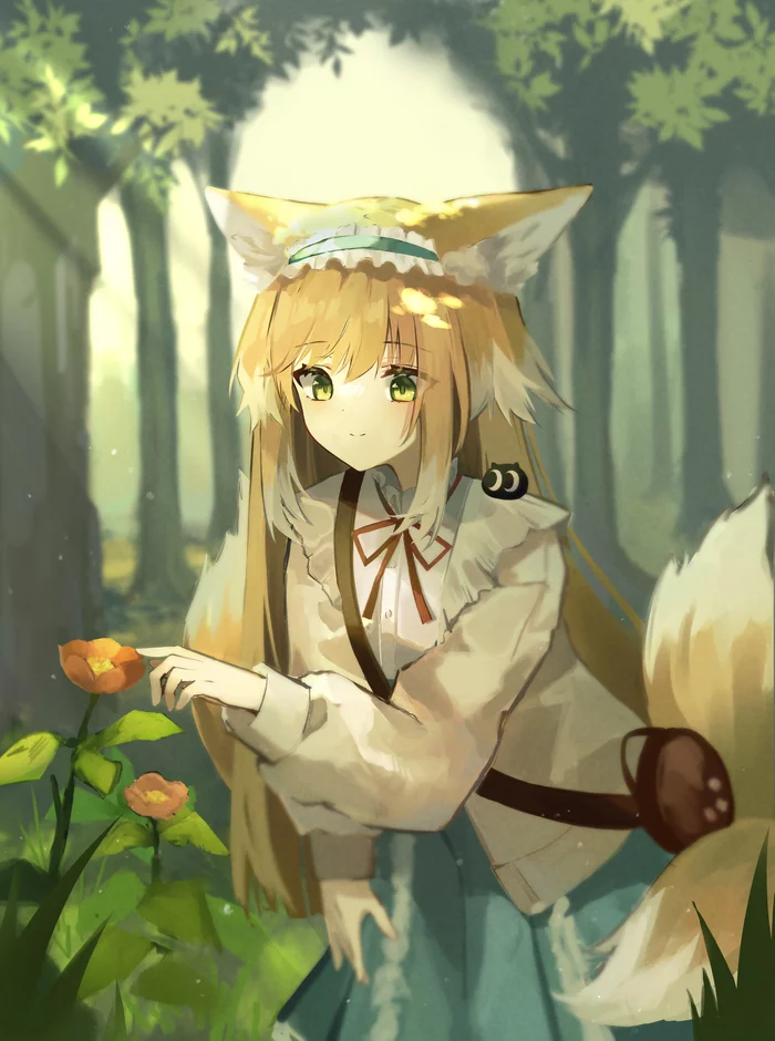 Прелестная Сузуран - Anime Art, Аниме, Suzuran, Arknights, Dobutsu, Animal Ears