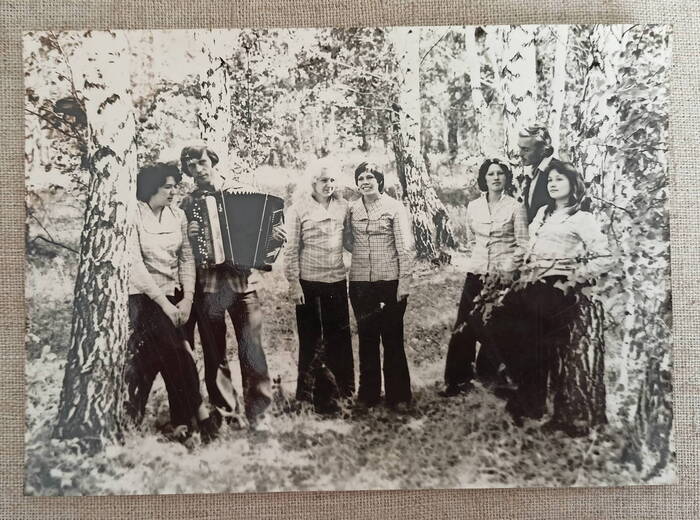In a Birch Grove, Isilkul, 1976 - Black and white photo, Old photo, the USSR, История России, Siberia, 70th, 1976