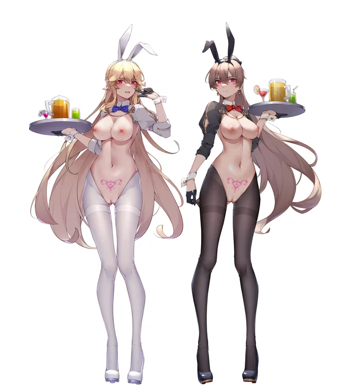 Bunnies (Supplement) - NSFW, Anime, Anime art, Art, Azur lane, Jean Bart, Richelieu, Boobs, Tights, Hand-drawn erotica, Erotic, Longpost