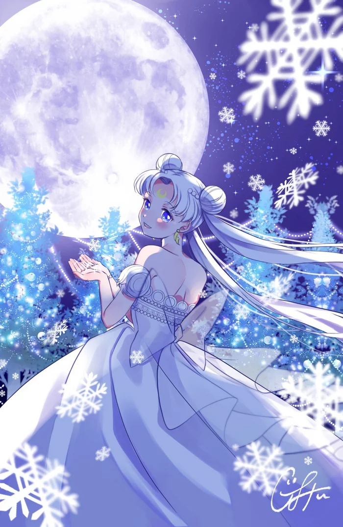 First snow ^_^ - Sailor Moon, Princess Serenity, Anime, Anime art