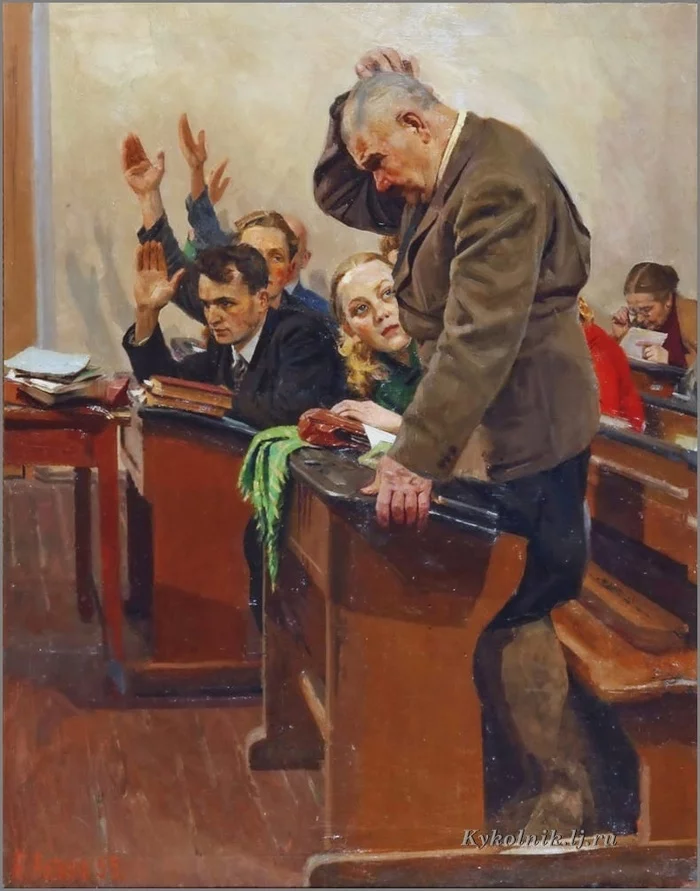 Evening School 1955 - the USSR, История России, History of the USSR, Painting, 1955