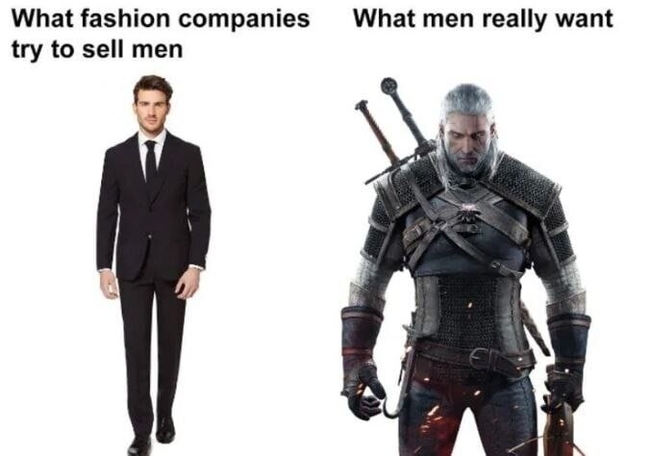 How clothing manufacturers want men to dress: - Witcher, Cloth, Memes, Translation, Men, The Witcher 3: Wild Hunt