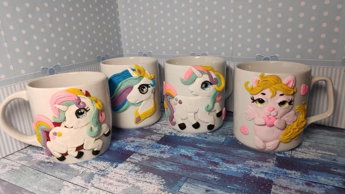 Mug with polymer clay decor - My, Needlework without process, Homemade, Needlework, My little pony, Princess celestia, Pony, Кружки, Mug with decor, Presents