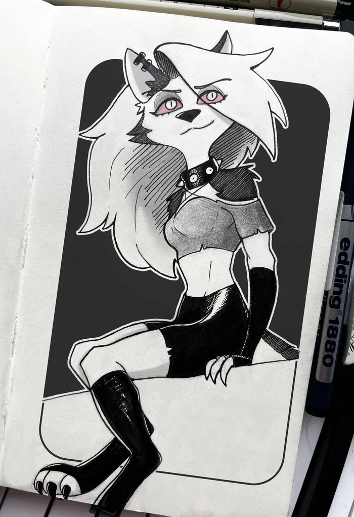 INKTOBER 2022 - My, Inktober, Challenge, Helluva boss, Beginner artist, Painting, Traditional art, Art, Graphics, Marker, Loona, Artist, Sketchbook, Liner, Furry