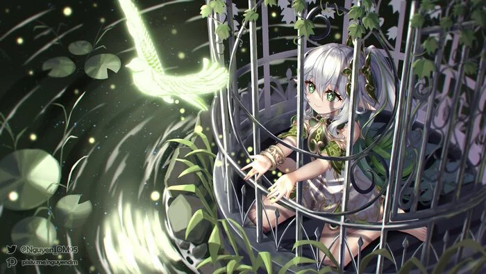 bird in a cage - Genshin impact, Art, Anime art, Kusanali, Loli