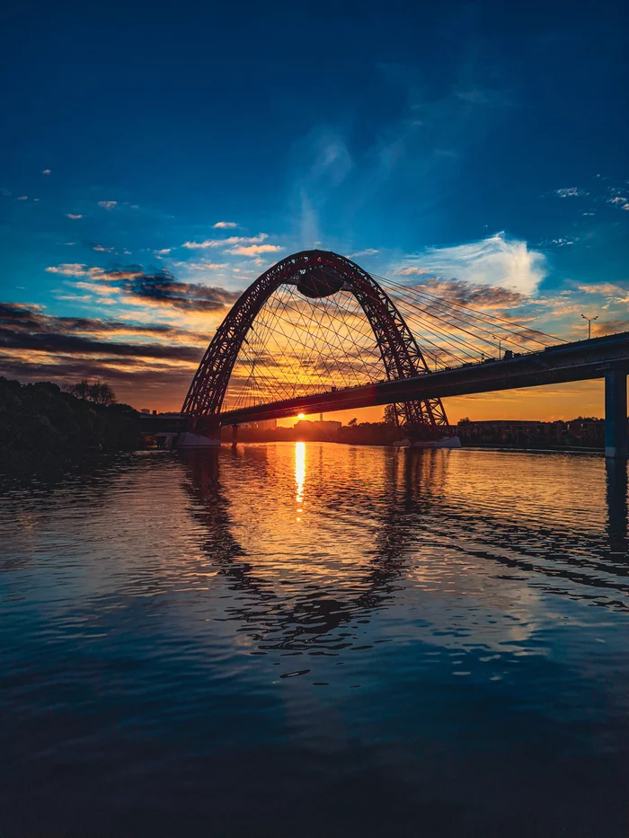 Scenic bridge at sunset - My, Zhivopisny bridge, Moscow River, Sunset, Lightroom, The photo