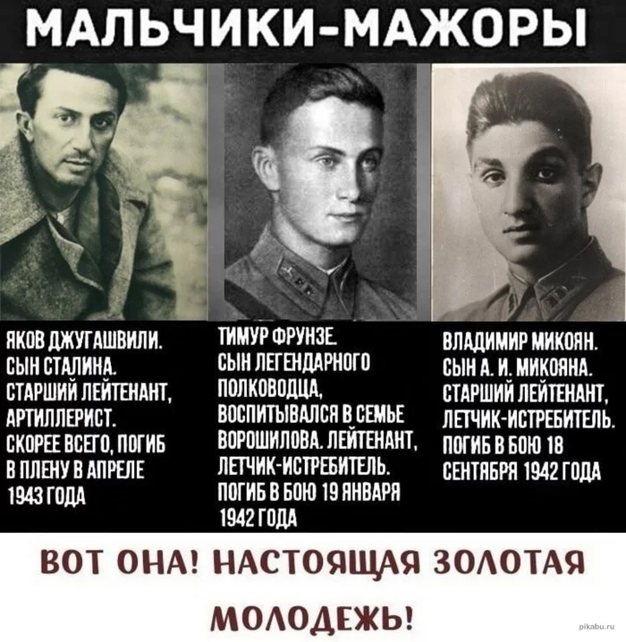 Golden youth - Mikoyan, Frunze, The Great Patriotic War, Picture with text, Repeat, Stalin